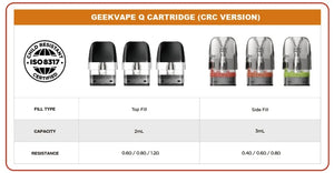 GEEKVAPE Q REPLACEMENT POD (3 PACK) [CRC] 2ML & 3ML