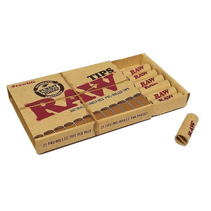 Raw Pre-Rolled Unbleached Tips 21/Pack